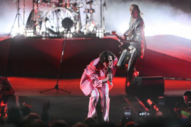 Photo IPP LiveMedia Tiziano Ballabio Verona 28 04 2022 concert of the musical group Maneskin In the photo the singer Damiano David Italy Photo Press World Copyright 2022 Maneskin live at Arena di V  0