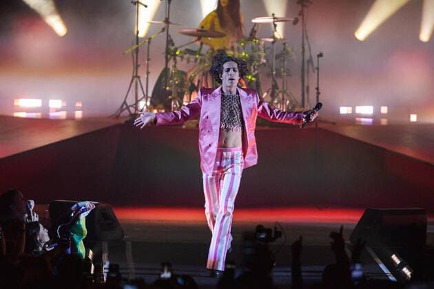 Photo IPP LiveMedia Tiziano Ballabio Verona 28 04 2022 concert of the musical group Maneskin In the photo the singer Damiano David Italy Photo Press World Copyright 2022 Maneskin live at Arena di V  0