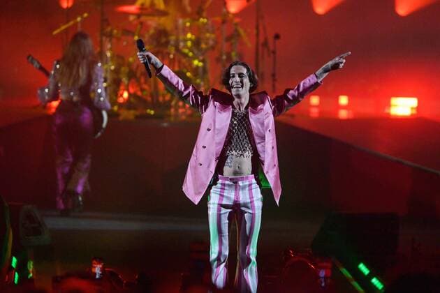 Photo IPP LiveMedia Tiziano Ballabio Verona 28 04 2022 concert of the musical group Maneskin In the photo the singer Damiano David Italy Photo Press World Copyright 2022 Maneskin live at Arena di V  0