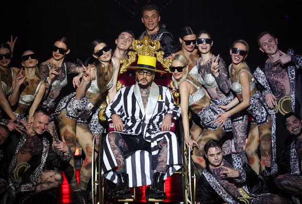 MOSCOW, RUSSIA â€“ APRIL 30, 2022: Singer Filipp Kirkorov performs during a concert titled Gold 55. The greatest hits marking his 55th birthday at the State Kremlin Palace. Vyacheslav Prokofyev TASS  TS12F33F