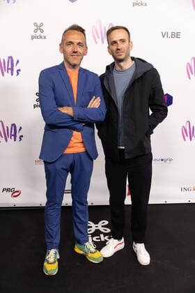Xavier Taveirne and husband Bas Pattyn pictured on the red carpet at the arrival for the 14th edition of the MIA s (Music Industry Award) award show, in Brussels, Saturday 30 April 2022. The MIA awards are handed out by the VRT and VI.BE.  JAMESxARTHURxGEKIERE 34345357