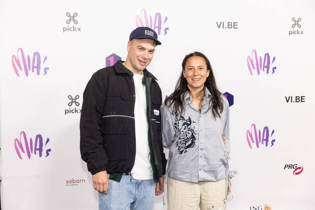 Musician Boudy Verleye aka Brihang and his partner Inca Garnica pictured on the red carpet at the arrival for the 14th edition of the MIA s (Music Industry Award) award show, in Brussels, Saturday 30 April 2022. The MIA awards are handed out by the VRT and VI.BE.  JAMESxARTHURxGEKIERE 34345755
