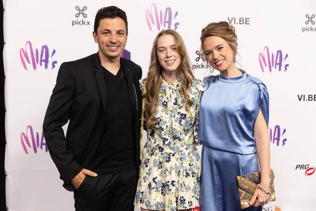 Junior Planckaert, Iluna Planckaert and Stephanie Planckaert pictured on the red carpet at the arrival for the 14th edition of the MIA s (Music Industry Award) award show, in Brussels, Saturday 30 April 2022. The MIA awards are handed out by the VRT and VI.BE.  JAMESxARTHURxGEKIERE 34345773
