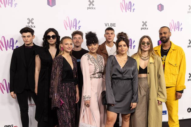 Cast Thuis pictured on the red carpet at the arrival for the 14th edition of the MIA s (Music Industry Award) award show, in Brussels, Saturday 30 April 2022. The MIA awards are handed out by the VRT and VI.BE.  JAMESxARTHURxGEKIERE 34345865