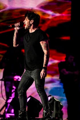 May 1st in Piazza San Giovanni Musical Marathon Concert in Rome 1° Maggio 2022 Piazza San Giovanni a Roma. Fabrizio Moro. May 1st in Piazza San Giovanni. Musical Marathon Concert. Rome. 1 5 2022 Rome Lazio Italy Copyright: DanielaxFranceschelli