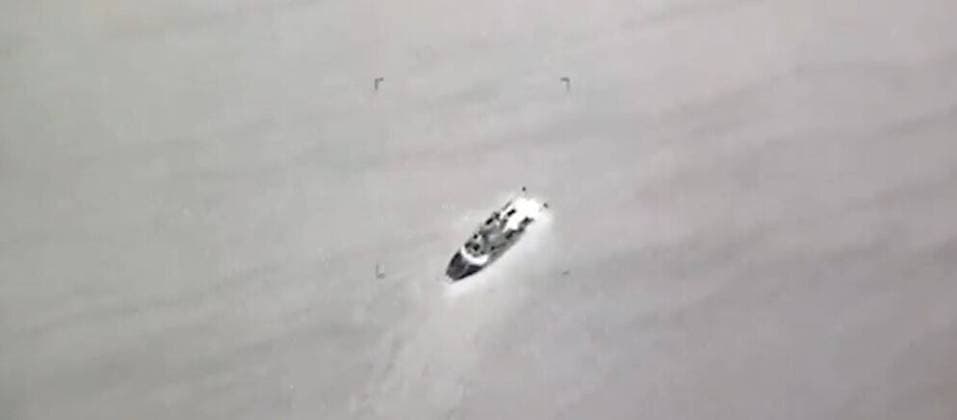 VIDEO AVAILABLE: CONTACT INFO@COVERMG.COM This video footage, taken early on Monday morning (02May2022) shows Ukrainian forces destroying two Russian Raptor class patrol boats being destroyed by a Bayraktar military drone near Snake Island in the Black Sea. Where: Snake Island, Ukraine When: 02 May 2022 Credit: General Staff of the Armed Forces of Ukraine Cover Images **EDITORIAL USE ONLY. MATERIALS ONLY TO BE USED IN CONJUNCTION WITH EDITORIAL STORY. THE USE OF THESE MATERIALS FOR ADVERTISING, MARKETING OR ANY OTHER COMMERCIAL PURPOSE IS STRICTLY PROHIBITED. MATERIAL COPYRIGHT REMAINS WITH STATED SUPPLIER.** Copyright: xx 51475965 EDITORIAL USE ONLY. NOT FOR USE BY NEWSPAPERS BASED IN THE UK.