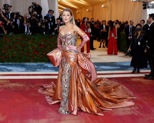 Blake Lively arrives on the red carpet for The Met Gala at The Metropolitan Museum of Art celebrating the Costume Institute opening of In America: An Anthology of Fashion in New York City on Monday, May 2, 2022.  NYP20220502505 JOHNxANGELILLO