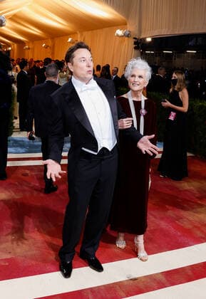 Elon and Maye Musk arrive on the red carpet for The Met Gala at The Metropolitan Museum of Art celebrating the Costume Institute opening of In America: An Anthology of Fashion in New York City on Monday, May 2, 2022.  NYP20220502539 JOHNxANGELILLO