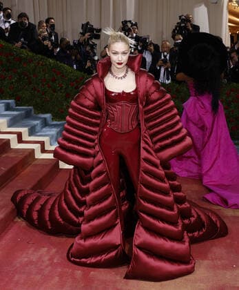 Gigi Hadid arrives on the red carpet for The Met Gala at The Metropolitan Museum of Art celebrating the Costume Institute opening of In America: An Anthology of Fashion in New York City on Monday, May 2, 2022.  NYP20220502274 JOHNxANGELILLO