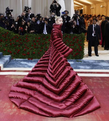Gigi Hadid arrives on the red carpet for The Met Gala at The Metropolitan Museum of Art celebrating the Costume Institute opening of In America: An Anthology of Fashion in New York City on Monday, May 2, 2022.  NYP20220502275 JOHNxANGELILLO