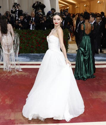Miranda Kerr arrives on the red carpet for The Met Gala at The Metropolitan Museum of Art celebrating the Costume Institute opening of In America: An Anthology of Fashion in New York City on Monday, May 2, 2022.  NYP20220502299 JOHNxANGELILLO