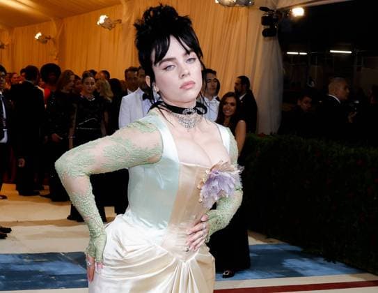 Billie Eilish arrives on the red carpet for The Met Gala at The Metropolitan Museum of Art celebrating the Costume Institute opening of In America: An Anthology of Fashion in New York City on Monday, May 2, 2022.  NYP20220502401 JOHNxANGELILLO
