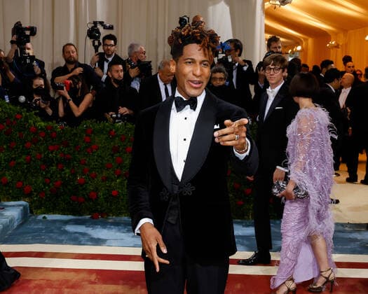 Jon Batiste arrives on the red carpet for The Met Gala at The Metropolitan Museum of Art celebrating the Costume Institute opening of In America: An Anthology of Fashion in New York City on Monday, May 2, 2022.  NYP20220502558 JOHNxANGELILLO