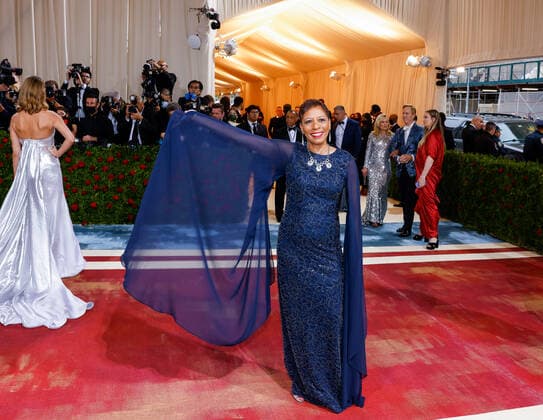 New York City Council Speaker Adrienne Adams arrives on the red carpet for The Met Gala at The Metropolitan Museum of Art celebrating the Costume Institute opening of In America: An Anthology of Fashion in New York City on Monday, May 2, 2022.  NYP20220502564 JOHNxANGELILLO