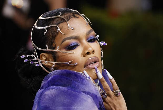 Teyana Taylor arrives on the red carpet for The Met Gala at The Metropolitan Museum of Art celebrating the Costume Institute opening of In America: An Anthology of Fashion in New York City on Monday, May 2, 2022.  NYP20220502312 JOHNxANGELILLO