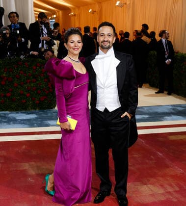Lin-Manuel and Vanessa Miranda arrive on the red carpet for The Met Gala at The Metropolitan Museum of Art celebrating the Costume Institute opening of In America: An Anthology of Fashion in New York City on Monday, May 2, 2022.  NYP20220502565 JOHNxANGELILLO