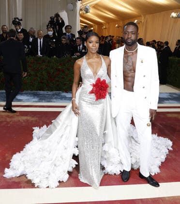 Gabrielle Union and Dwyane Wade arrive on the red carpet for The Met Gala at The Metropolitan Museum of Art celebrating the Costume Institute opening of In America: An Anthology of Fashion in New York City on Monday, May 2, 2022.  NYP20220502242 JOHNxANGELILLO
