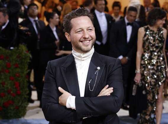 Derek Blasberg arrives on the red carpet for The Met Gala at The Metropolitan Museum of Art celebrating the Costume Institute opening of In America: An Anthology of Fashion in New York City on Monday, May 2, 2022.  NYP20220502323 JOHNxANGELILLO