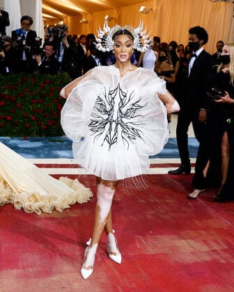 Winnie Harlow arrives on the red carpet for The Met Gala at The Metropolitan Museum of Art celebrating the Costume Institute opening of In America: An Anthology of Fashion in New York City on Monday, May 2, 2022.  NYP20220502573 JOHNxANGELILLO