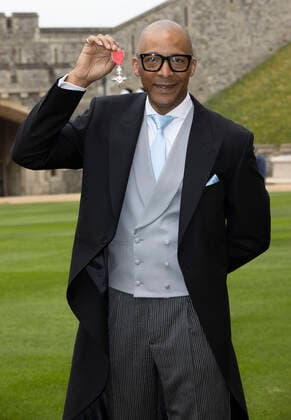. 03 05 2022. Windsor , United Kingdom. Jay Blades with his MBE after an Investiture at Windsor Castle.  xStephenxLockx xi-Imagesx IIM-23367-0004