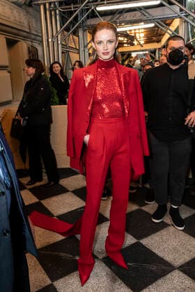 NY: Met Gala 2022 departures from The Pierre hotel Rianne Van Rompaey wearing dress by Michael Kors departs The Pierre Hotel for the 2022 Met Gala on a theme In America: An Anthology of Fashion with dress code calls for gilded glamour New York New York United States Copyright: LevxRadin