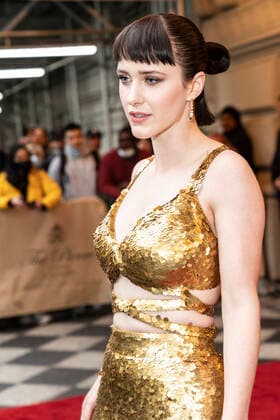 NY: Met Gala 2022 departures from The Pierre hotel Rachel Brosnahan wearing dress by Altuzarra departs The Pierre Hotel for the 2022 Met Gala on a theme In America: An Anthology of Fashion with dress code calls for gilded glamour New York New York United States Copyright: LevxRadin