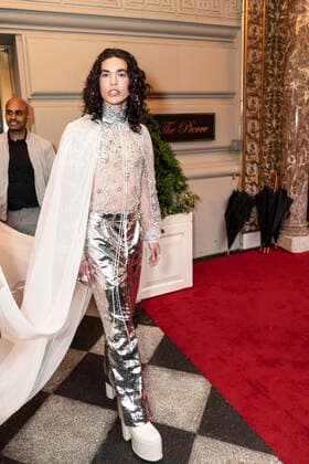 NY: Met Gala 2022 departures from The Pierre hotel Conan Gray wearing dress by Pierpaolo Piccioli for Valentino departs The Pierre Hotel for the 2022 Met Gala on a theme In America: An Anthology of Fashion with dress code calls for gilded glamour New York New York United States Copyright: LevxRadin