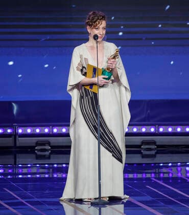 May 3, 2022, ROME, Italia: Italian filmmaker Laura Samani at Cinecitta studios receives award for Best Debut Director for Piccolo corpo during the 67th edition of the David di Donatello Awards, in Rome, Italy, 3 May 2022. ANSA GIUSEPPE LAMI ROME Italia  - ZUMAa110 20220503_zaf_a110_008 Copyright: xGiuseppexLamix