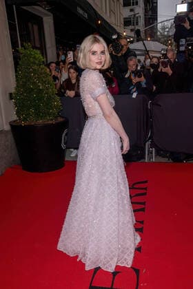 May 2, 2022, New York, United States: Lucy Boynton wearing Chanel departs The Mark Hotel for 2022 Met Gala in New York City. New York United States - ZUMAs197 20220502_zaa_s197_425 Copyright: xRonxAdarx