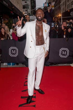 May 2, 2022, New York, United States: Dwyane Wade departs The Mark Hotel for 2022 Met Gala in New York City. New York United States - ZUMAs197 20220502_zaa_s197_463 Copyright: xRonxAdarx