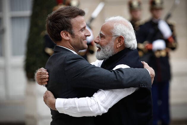 Bilder des Jahres 2022, News 05 Mai News Themen der Woche KW18 Le President de la Republique, Emmanuel MACRON et le Premier Ministre de la Republique de l Inde Narendra MODI NEWS : Le President francais Emmanuel MACRON recoit le Premier Ministre de la Republique de l Inde Narendra MODI - 04 05 2022 AurelienMorissard Panoramic 