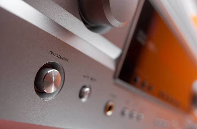 On off switch of a hifi amplifier, shallow DoF , 2070565.jpg, hifi, hi-fi, music, sound, audio, amp, amplifier, home, theatre, theater, integrated, entertainment, equipment, electronics, reciever, volume, turn, knob, fader, master, close, up, part, detail, modern, closeup, close-up, macro, shallow, dof, object, metal, brushed, control, shiny, silver, steel, stereo, system, technology, tuner, switch, on, off, standby,