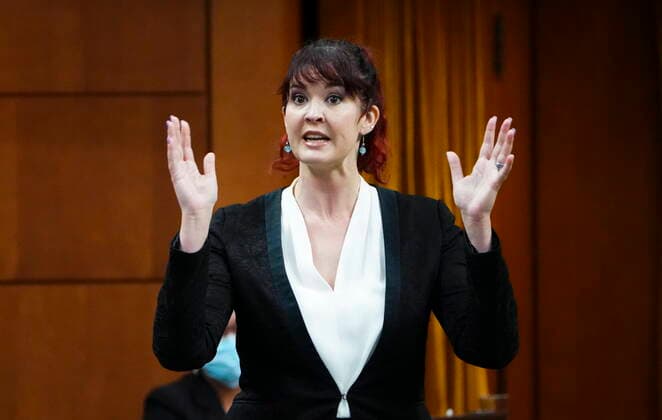 May 6, 2022, Ottawa, Ontario, Canada: Bloc Quebecois member of Parliament Christine Normandin speaks during question period in the House of Commons on Parliament Hill in Ottawa on Friday, May 6, 2022. Ottawa Canada  - ZUMAc35_ 20220506_zaf_c35_030 Copyright: xSeanxKilpatrickx