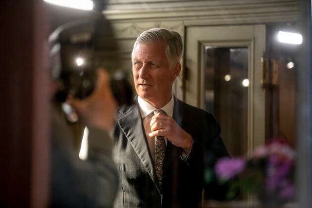 King Philippe - Filip of Belgium pictured during a royal visit to Train World, for the openning of the new temporary exposition Royals & Trains , in Brussels, Monday 09 May 2022. This temporary exhibition highlights the historical links between the royal family and the railroads. It brings together period objects and unpublished archives from the SNCB and the Royal Palace. It also allows to admire five royal cars, most of which are presented to the public for the first time.  HATIMxKAGHAT 34680752