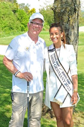 24 Europa Park EAGLES Golf Cup Thomas M Stein and Domitila Barros Miss Germany 2022 on the occasion of the 24 Europa Park EAGLES Golf Cup on 09 05 2022 at Golfclub Breisgau in Herbolzheim Tutschfelden 20220509MWI17532