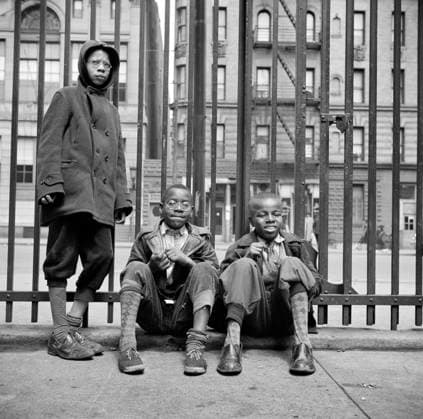 March 25, 2022, New York City, New York, USA: Three Boys Portrait, Harlem, New York City, New York, USA, Gordon Parks, U.S. Office of War Information U.S. Farm Security Administration, 1942 New York City USA - ZUMAg145 20220325_zap_g145_014 Copyright: xJTxVintagex