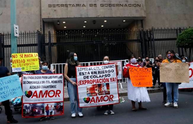 May 9, 2022, Mexico City, Mexico City, Mexico: Journalists take part during a strike to demand justice for murders of journalists Yessenia Mollinedo, Johana GarcoÂ­a and Luis Enrique RamoÂ­rez. They demand the dismissal of Enrique Irazoque, head of the Protection Mechanism for journalists. On May 9, 2022 In Mexico City, Mexico. Mexico City Mexico - ZUMAe321 20220509_zia_e321_050 Copyright: xLuisxBarronx xEyepixxGroupx