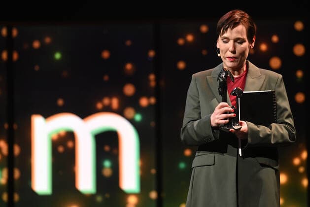 Writer Annelies Verbeke receives the Literature Award at the award ceremony of the Ultimas 2022 , Flemish culture prizes, Tuesday 10 May 2022, in Antwerp.  DIRKxWAEM 34701279