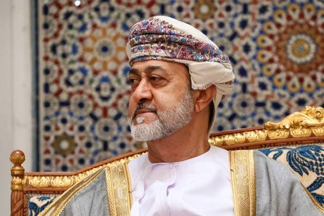 MUSCAT, OMAN - MAY 11, 2022: Sultan Haitham bin Tariq Al Said of Oman attends a meeting with Sergei Lavrov, Russia s Minister of Foreign Affairs. Russian Foreign Ministry TASS  TS130C09