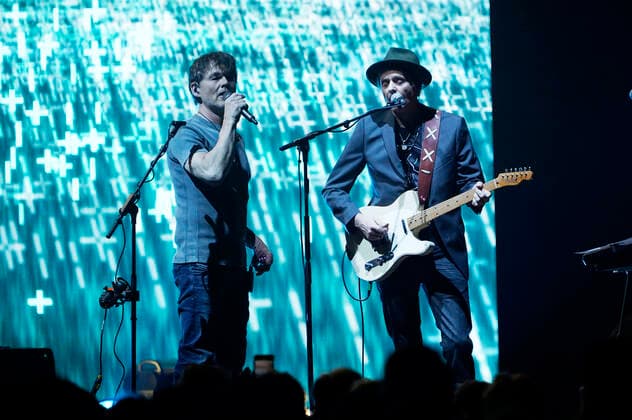 Morten Harket and Pal Waaktaar Savoy from a ha live at a concert of the Hunting High and Low Tour at Mercedes Benz Arena Berlin, 11 05 2022 Foto:xT.xBartillax xFuturexImage