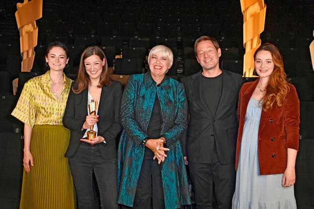Lea van Acken, Alexandra Maria Lara, Claudia Roth, Florian Gallenberger and Maria Ehrich at the announcement of the nominations for the German Film Award 2022 at the cinema in the KulturBrauerei Berlin, 12 05 2022 Foto:xF.xKernx xFuturexImage