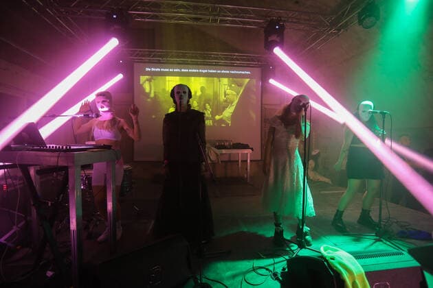 Diana Burkot, Anton Ponomarev, Maria Vladimirovna Alyokhina and Olga Borisova, Pussy Riot, at the concert of the tour Pussy Red at the Funkhaus on 12 05 2022 in Berlin Pussy Riot concert in Berlin