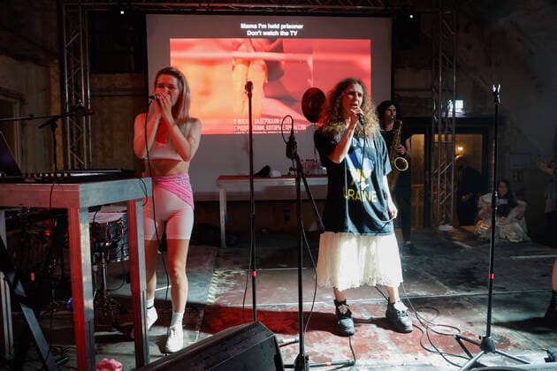 Diana Burkot and Mariya Vladimirovna Alyokhina, Pussy Riot, at the concert of the tour Pussy Red at the Funkhaus on 12 05 2022 in Berlin Pussy Riot concert in Berlin