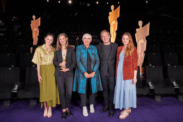 Nomination announcement German Film Award 2022 Lea van Acken, Alexandra Maria Lara, Claudia Roth, Federal Government Commissioner for Culture and the Media and Florian Gallenberger and Maria Ehrich at the photo session for the nomination announcement German Film Award 2022 on May 12 at the cinema in the KulturBrauerei in Berlin. Copyright: xEventpressxRadkex