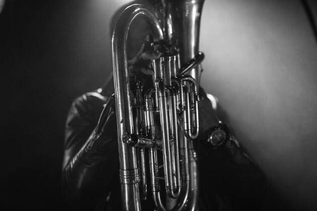 Tuba player on stage A tuba player seen live on stage at a music venue. Copenhagen Denmark  Copyright: xGonzalesxPhoto MathiasxEisxSchulx