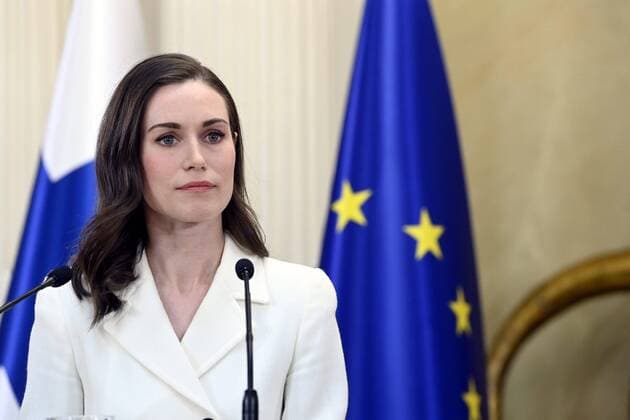 Bilder des Jahres 2022, News 05 Mai News Bilder des Tages Prime Minister of Finland Sanna Marin attends the press conference on Finland s security policy decisions at the Presidential Palace in Helsinki, Finland on May 15, 2022. Finland will apply for NATO membership. Helsinki Finland  Copyright: xHeikkixSaukkomaax LKFTJK20220515130807XQLE