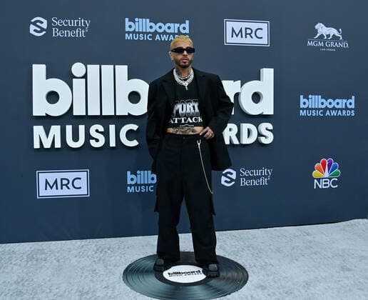 Rauw Alejandro attends the annual Billboard Music Awards held at the MGM Grand Garden Arena in Las Vegas, Nevada on May 15, 2022.  LAV202205150094 JIMxRUYMEN