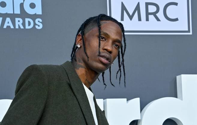 Travis Scott attends the annual Billboard Music Awards held at the MGM Grand Garden Arena in Las Vegas, Nevada on May 15, 2022.  LAV202205150186 JIMxRUYMEN