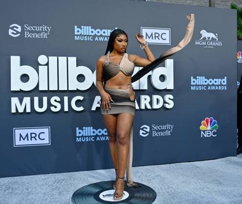 Megan Thee Stallion attends the annual Billboard Music Awards held at the MGM Grand Garden Arena in Las Vegas, Nevada on May 15, 2022.  LAV202205150259 JIMxRUYMEN