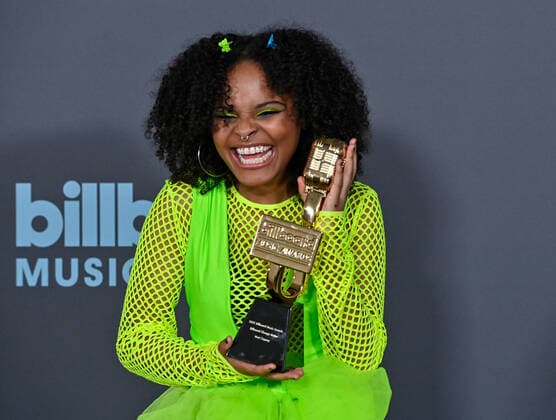 Mari Copeny appears backstage with her award during the annual Billboard Music Awards held at the MGM Grand Garden Arena in Las Vegas on May 15, 2022. Mari Copeny was honored with the Change Maker Award.  LAV202205150660 JIMxRUYMEN